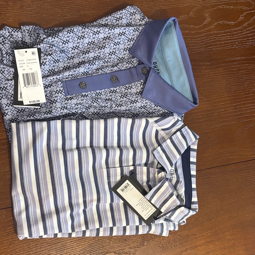 Men's Blue Patterned Polo Shirt - Brand: Rhone